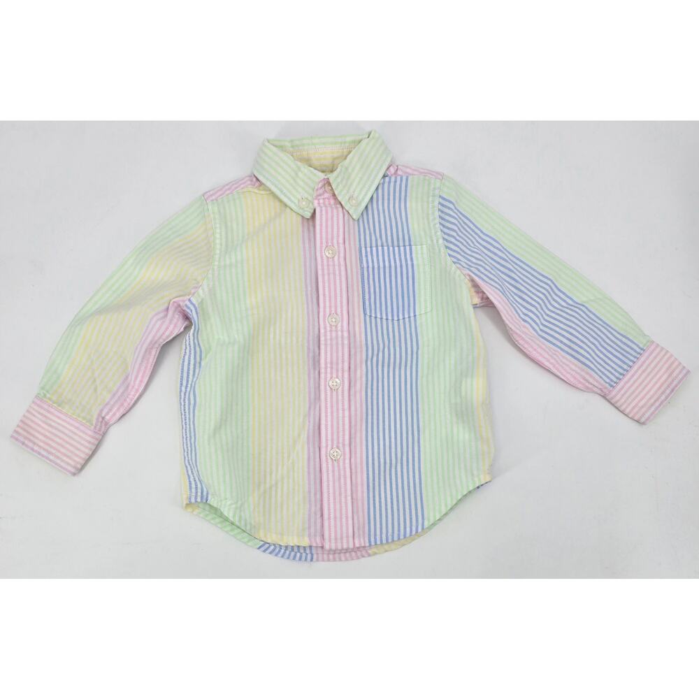 Janie‎ and Jack Preppy Pastel White Striped Oxford Shirt